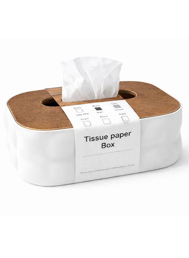 White Modern Tissue Box Cover with Lid – Decorative Rectangular Tissue Holder for Bathroom, Living Room, Bedroom & Office Beige
